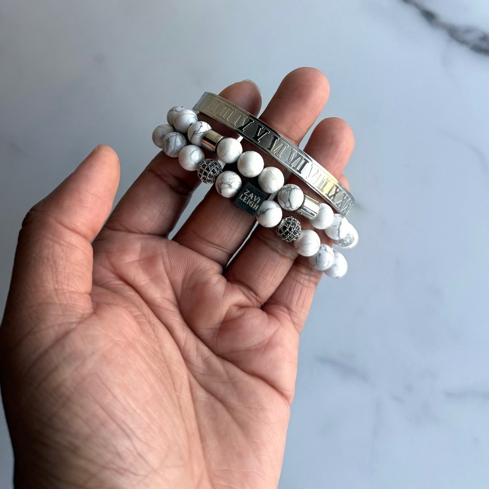 Howlite Bracelet Set (Silver)